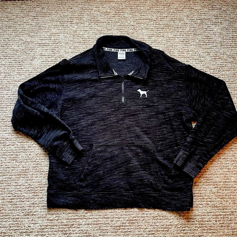 Victoria’s Secret PINK 1/4 zip sweatshirt in black EUC
